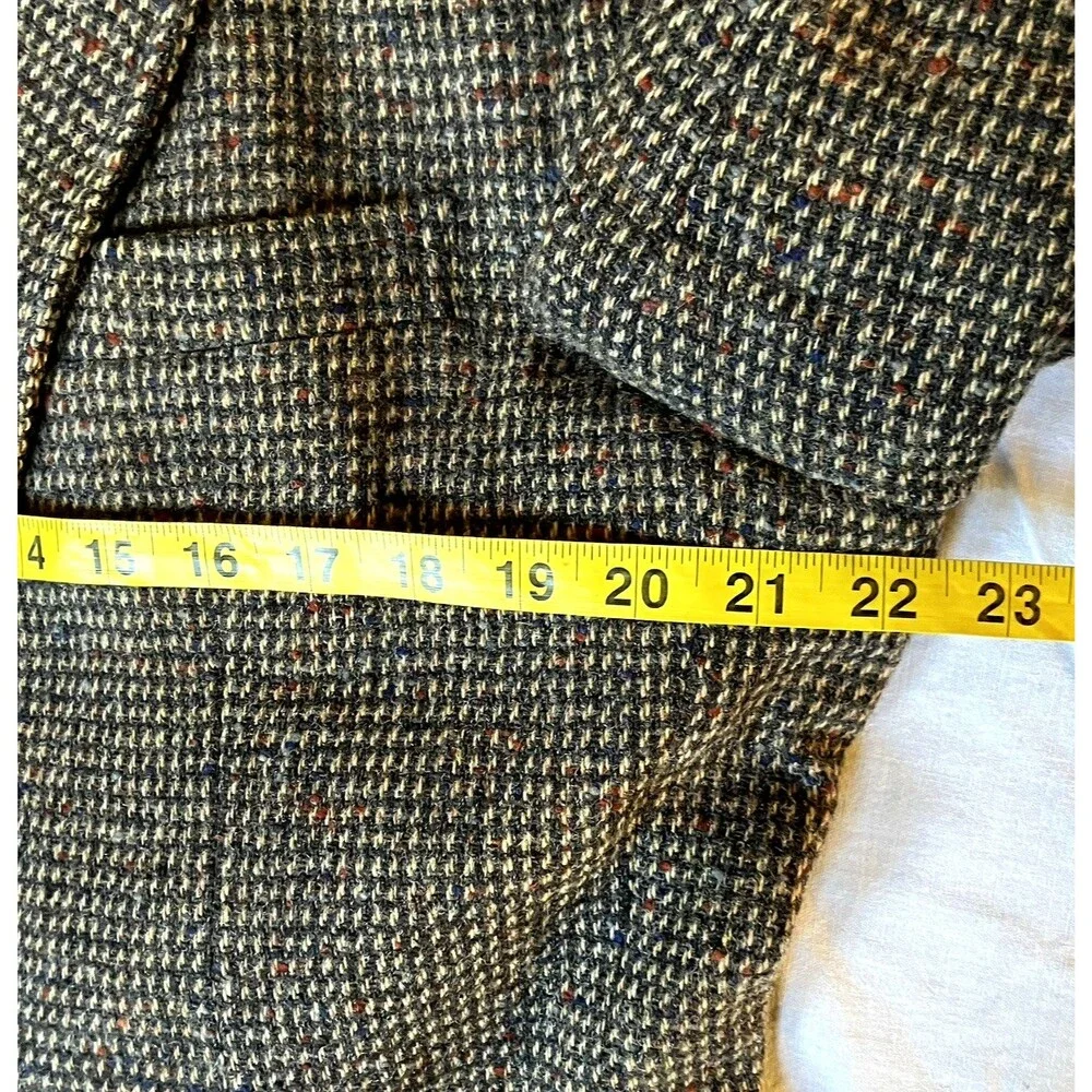 Stanley Blacker Vintage Tweed Wool Sport Coat Gray Fleck Check 42 44 USA Preppy